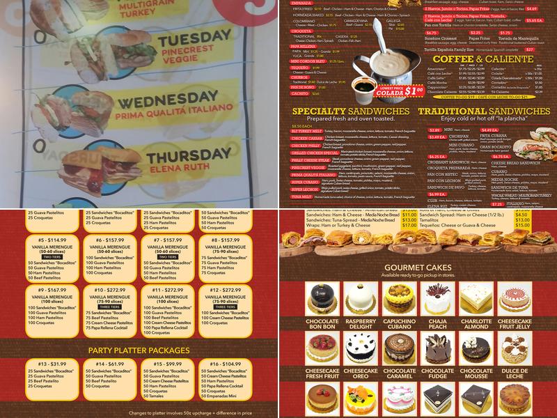 Pinecrest Bakery - South Miami Menu