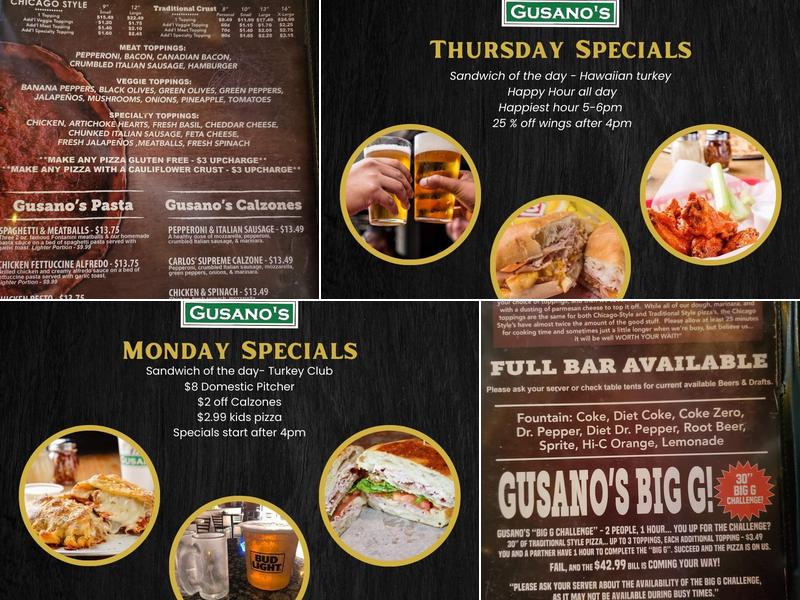 Gusano's Chicago Style Pizzeria Menu
