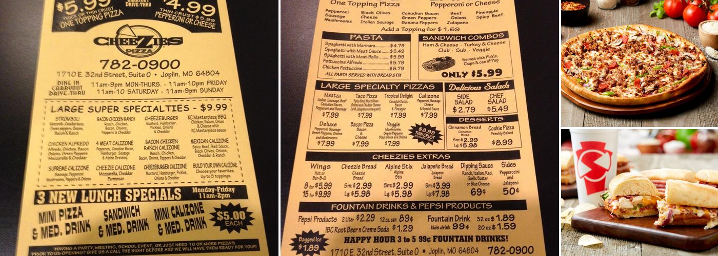 Simple Simon's Pizza Menu