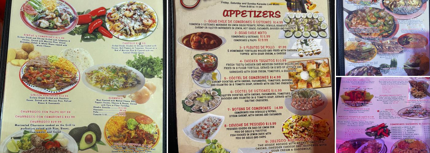 Jalisco Restaurant Menu
