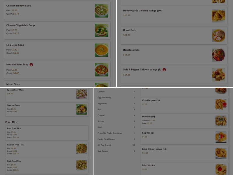China Mei Chinese Restaurant Menu