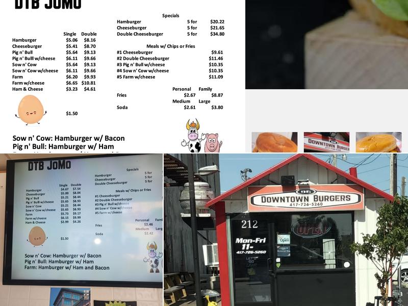Downtown Burgers Menu