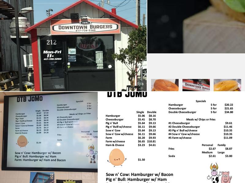 Downtown Burgers Menu