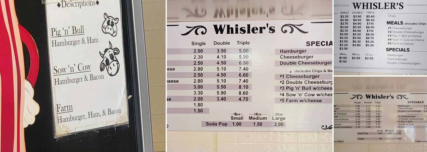 Whisler's Drive-Up Menu