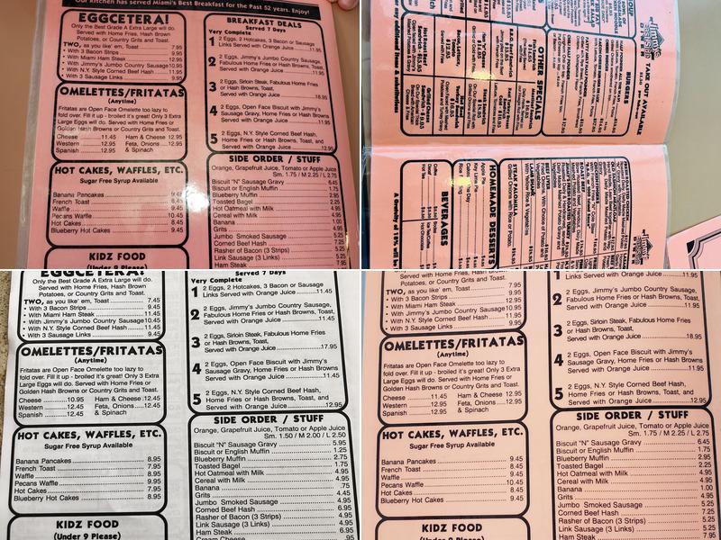 Jimmy's Eastside Diner Menu