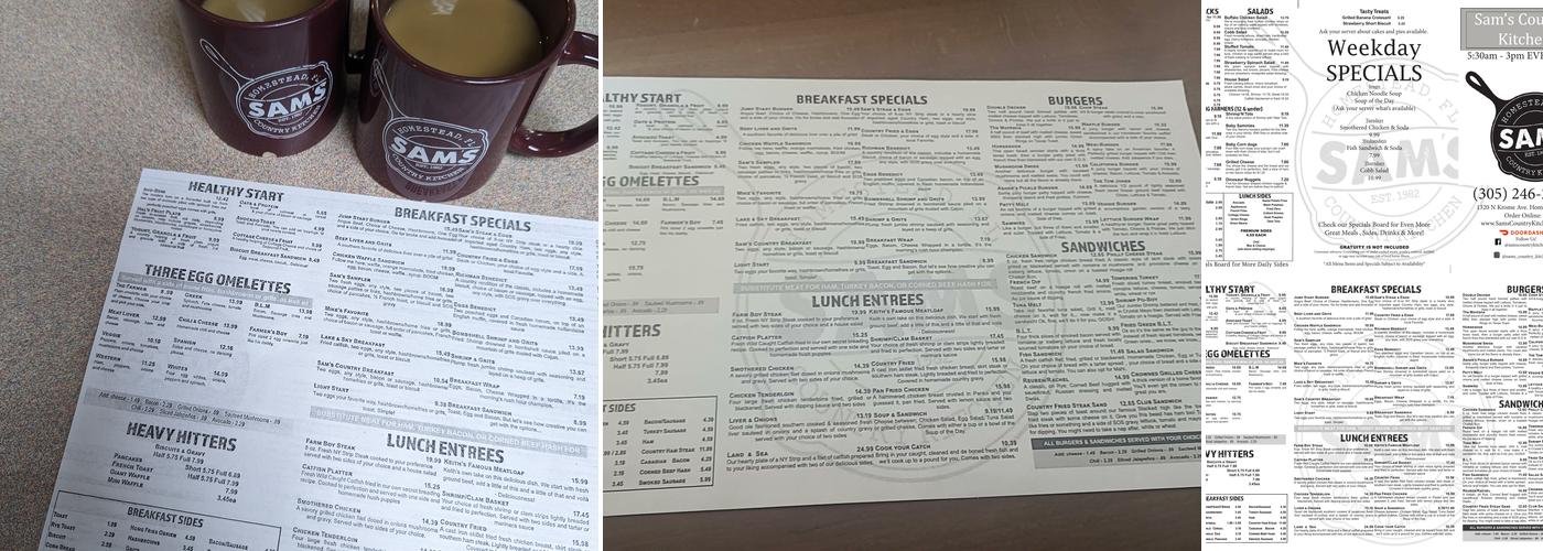 Sam's Country Kitchen Menu
