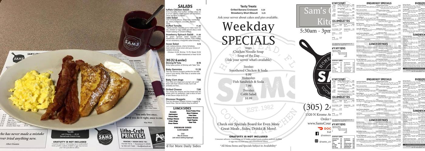 Sam's Country Kitchen Menu
