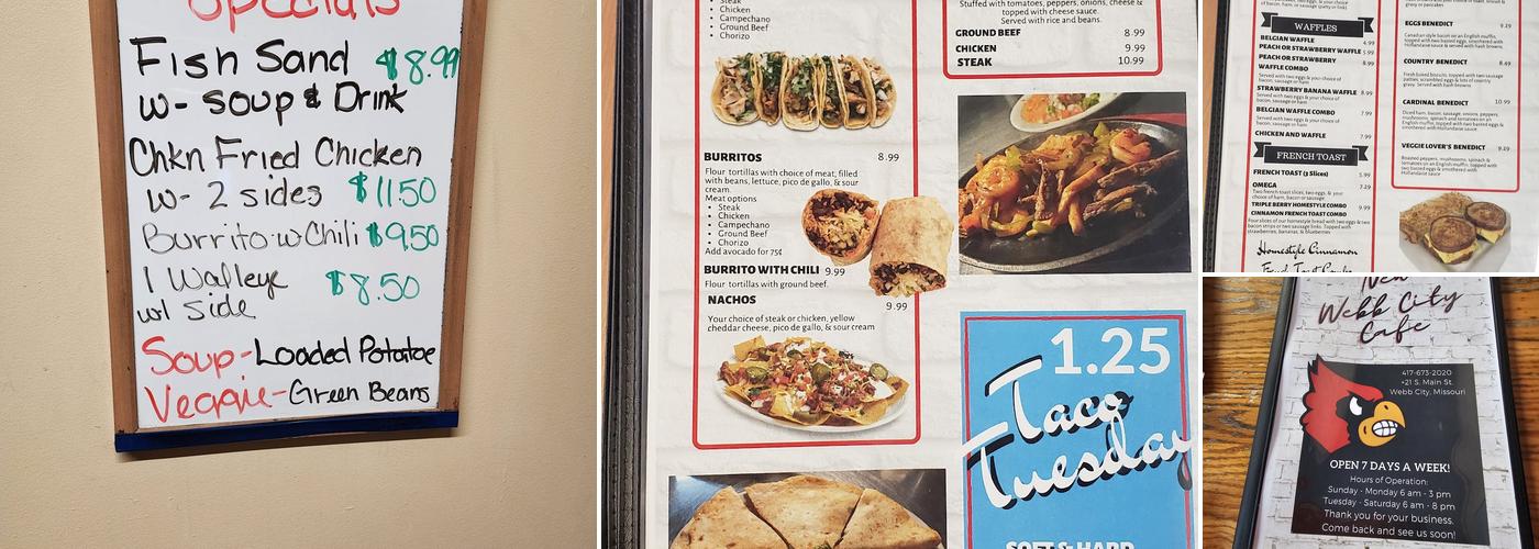 New Webb City cafe Menu