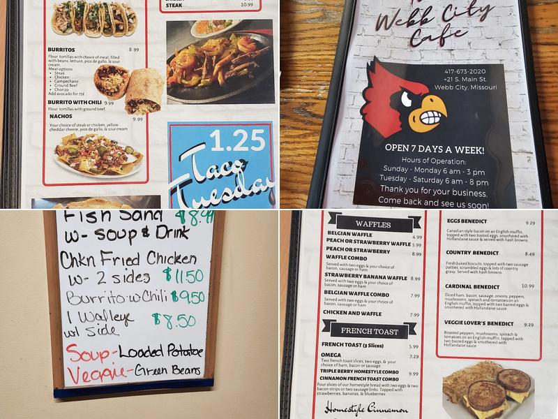 New Webb City cafe Menu