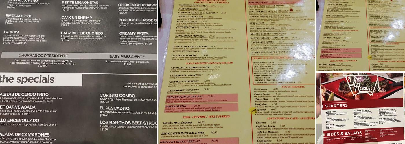 Los Ranchos Steakhouse Menu