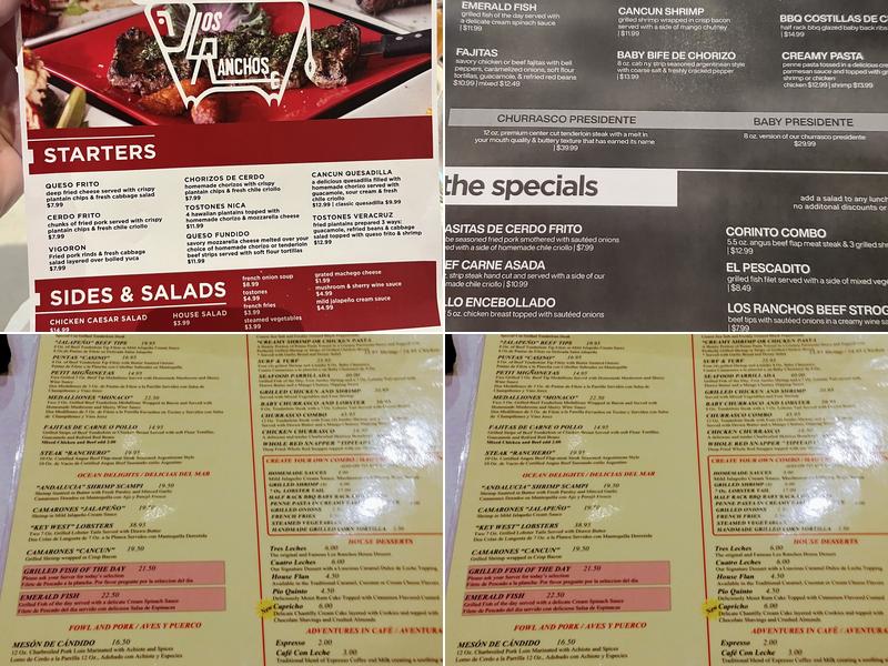Los Ranchos Steakhouse Menu