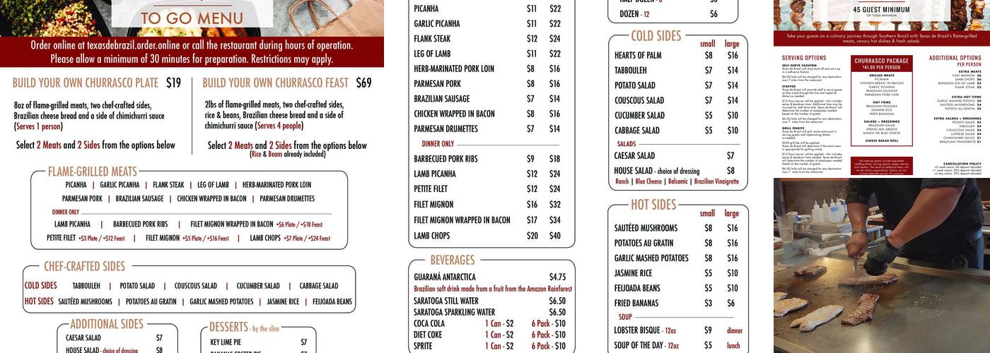 Texas de Brazil - Miami Dadeland Mall Menu