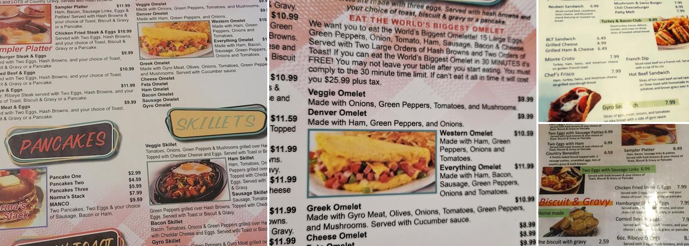 Norma's Diner Menu