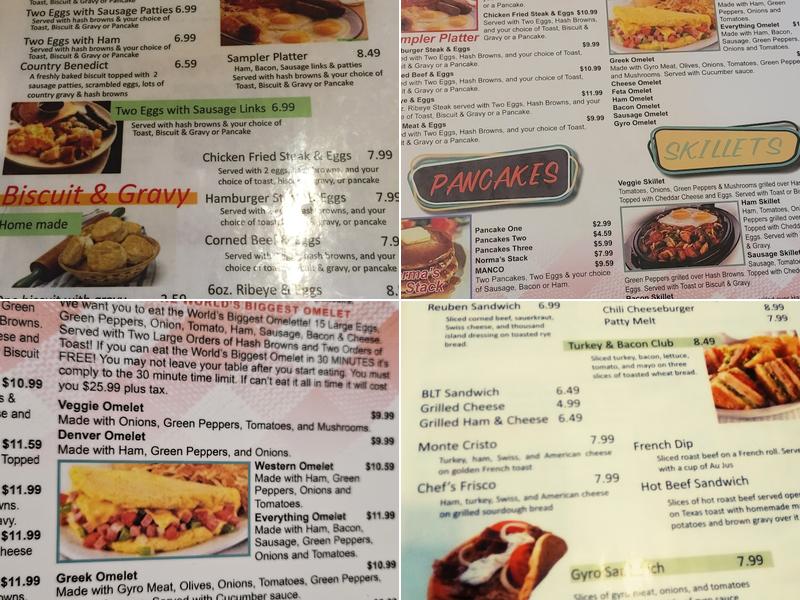 Norma's Diner Menu