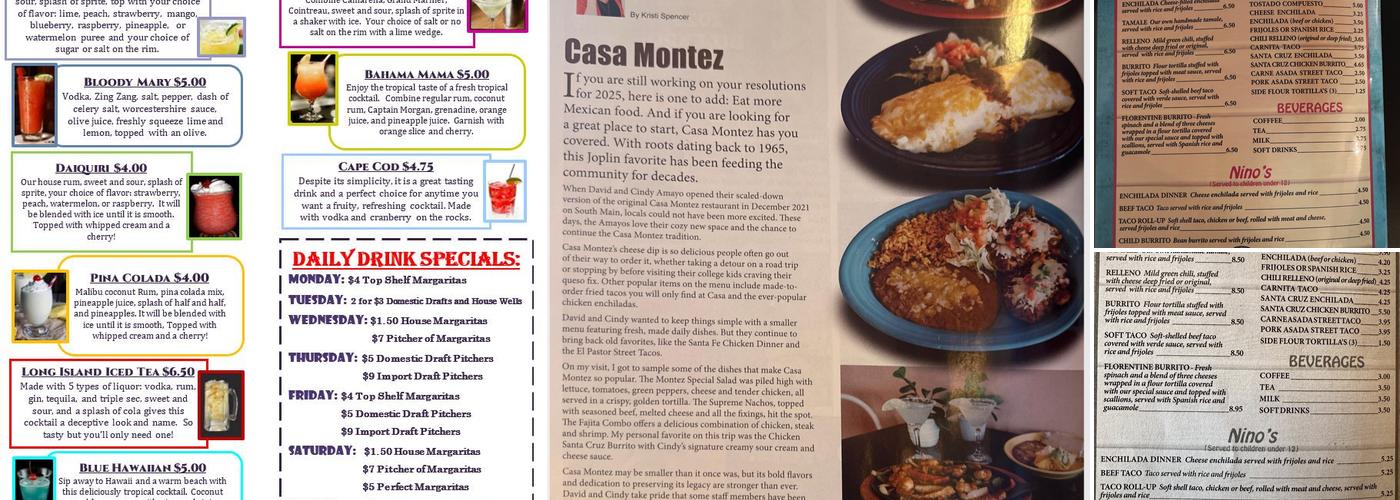 Casa Montez Menu