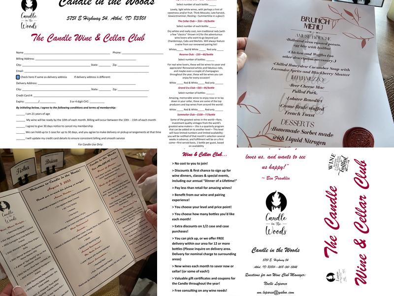 Candle in the Woods Menu