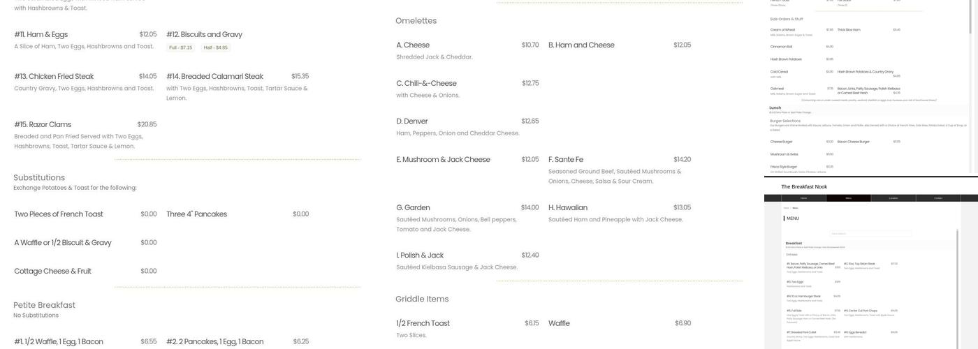 The Breakfast Nook Menu
