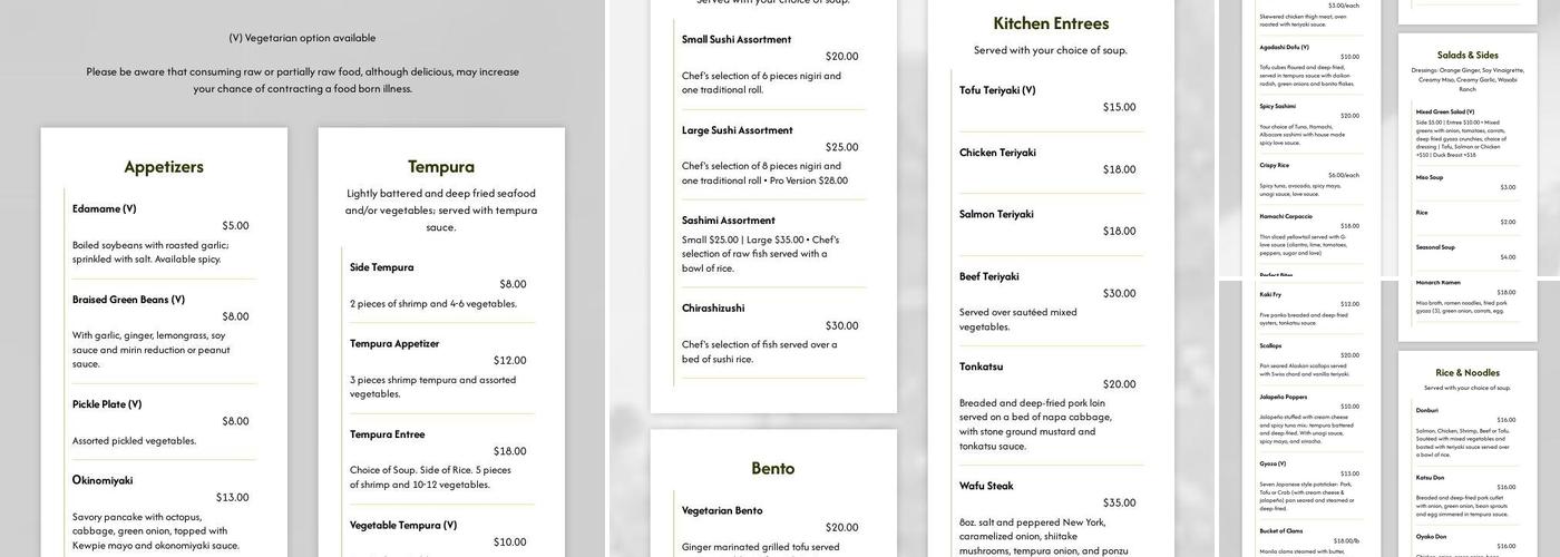 Syringa Menu
