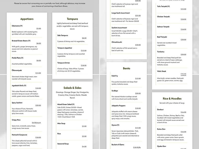 Syringa Menu