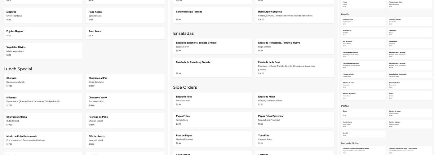 La Nueva Argentina Menu