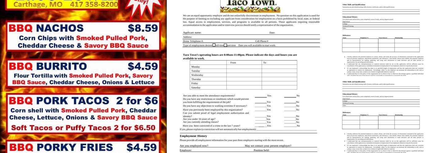 Taco Town Menu