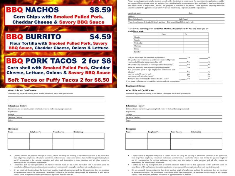 Taco Town Menu