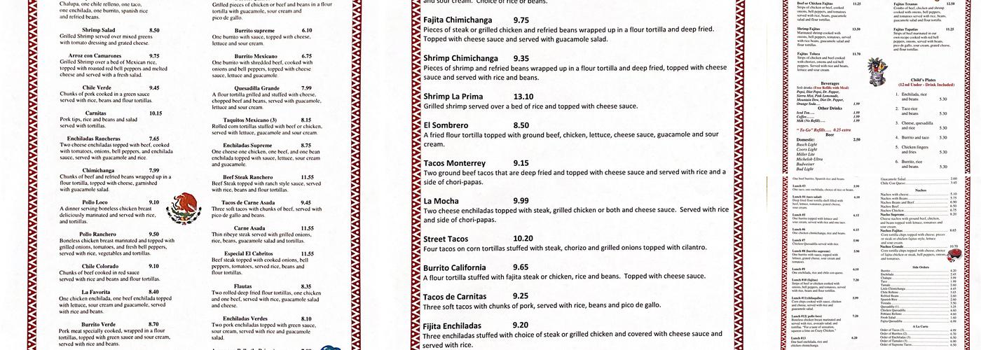 El Cabritos Menu