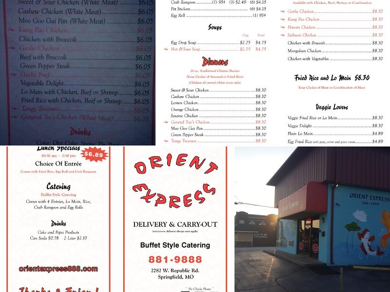 Orient Express Delivery Menu