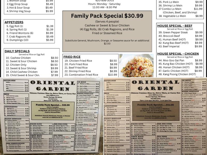 Oriental Garden Menu