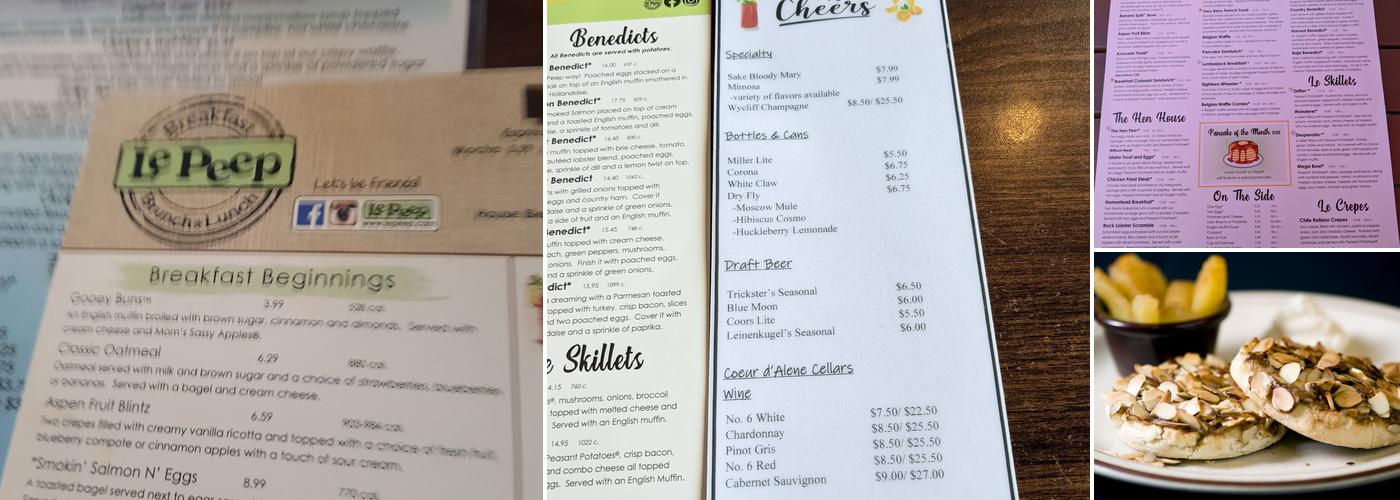 Le Peep Cafe Menu