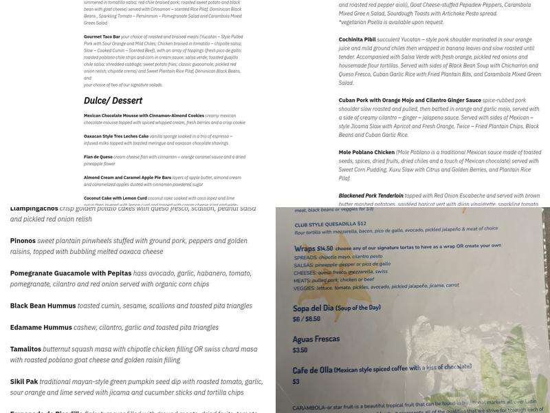 Café Carambola Menu