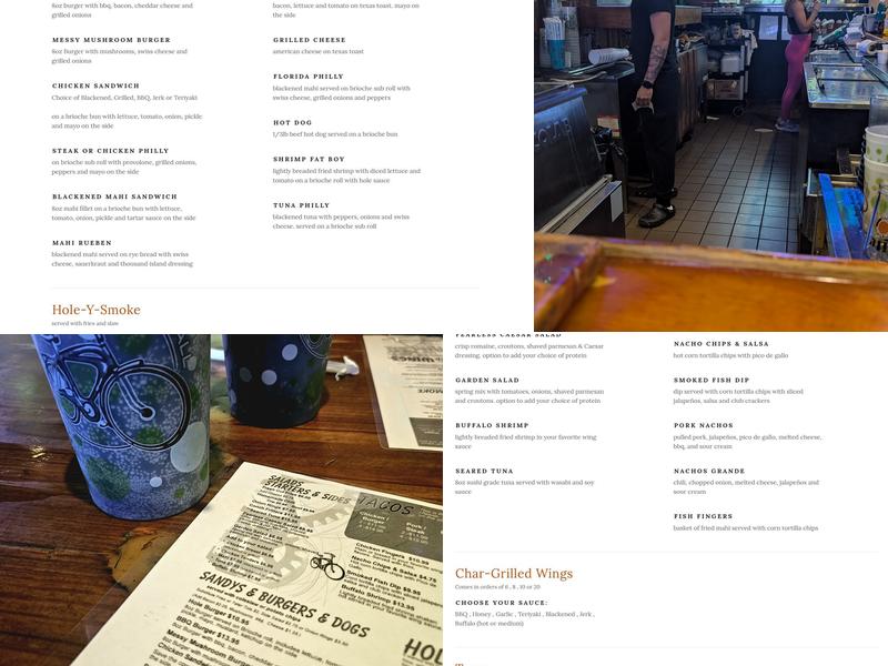 Hole In The Wall Tavern Menu