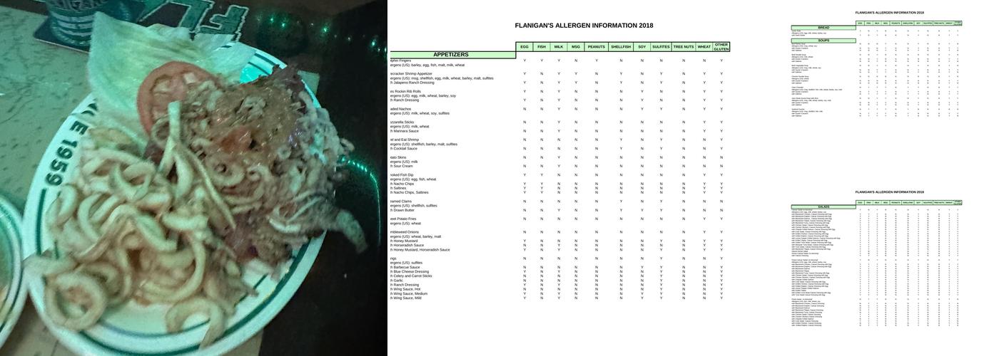 Flanigan's Seafood Bar and Grill Menu
