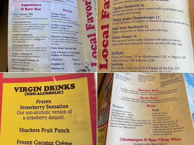 Shuckers Waterfront Bar & Grill Menu