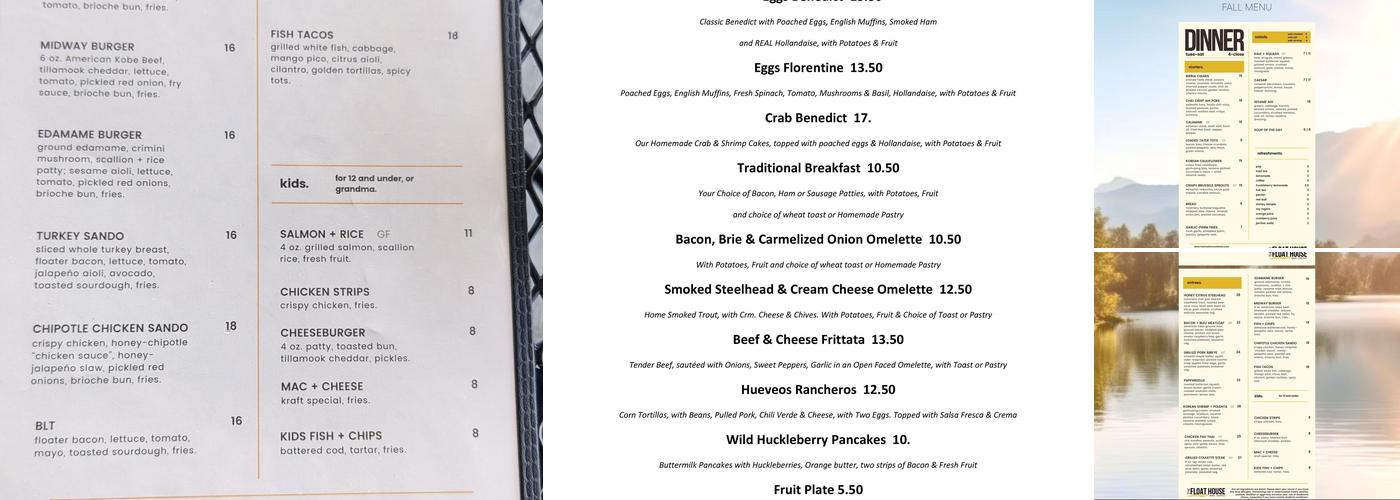 The Float House Menu