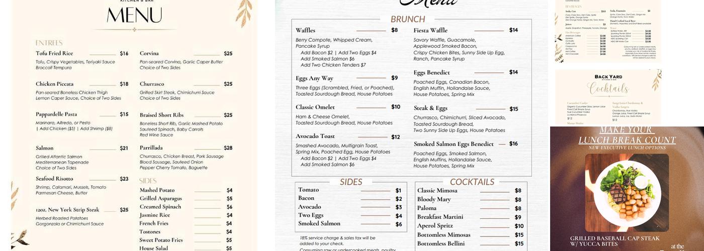 Backyard Kitchen & Bar Menu