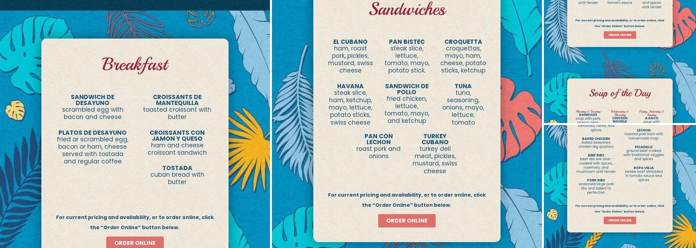 Cuba Bakery & Café Menu