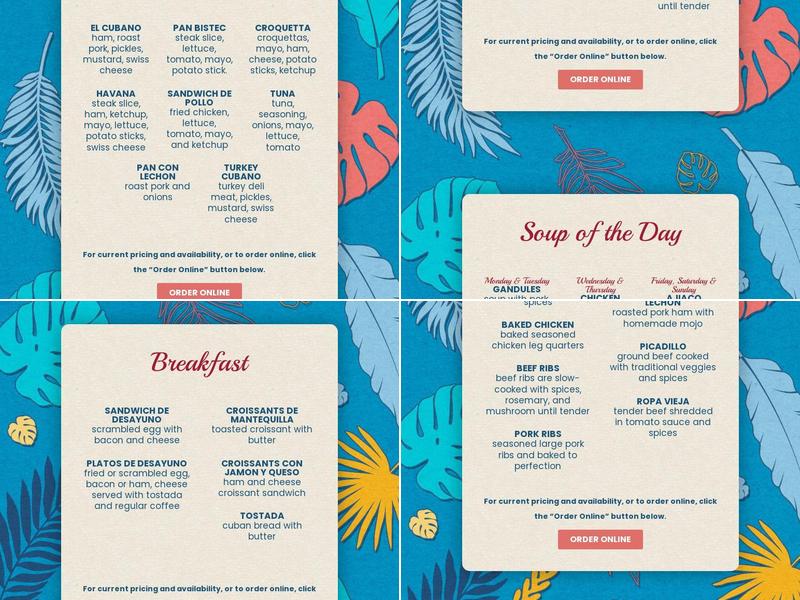 Cuba Bakery & Café Menu