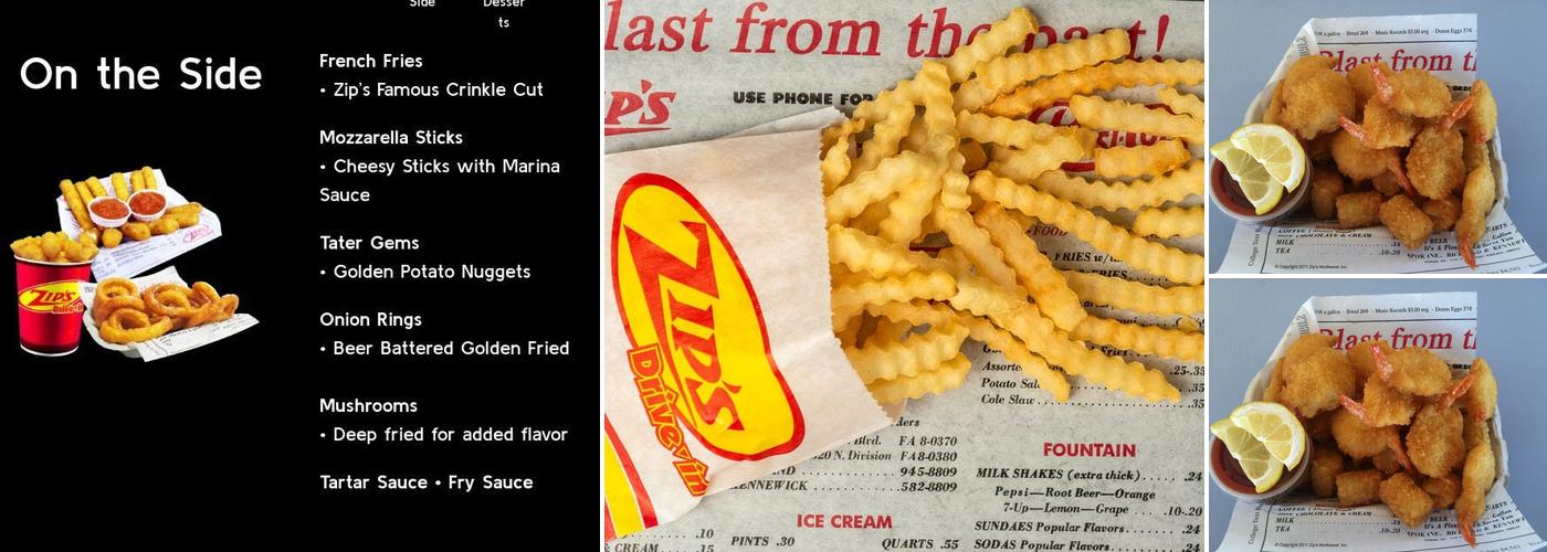 Zip's Drive In Menu