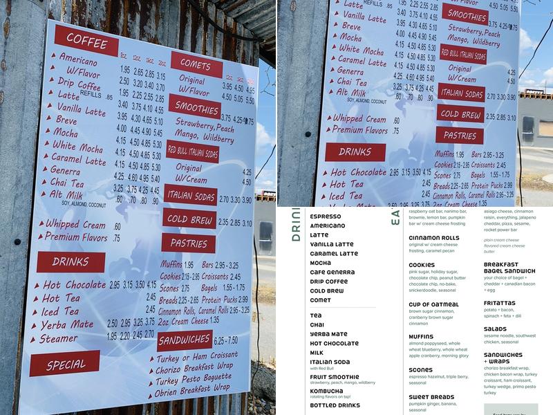 The Rocket Bakery's Space Station Menu