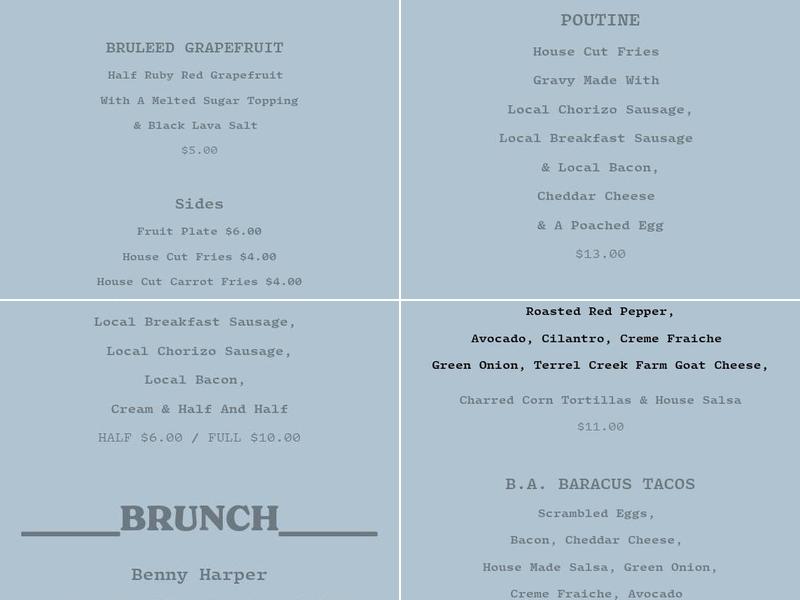 The Bruncheonette Menu