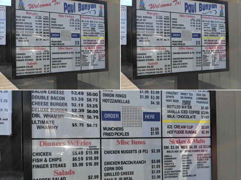 Paul Bunyan Restaurant Menu