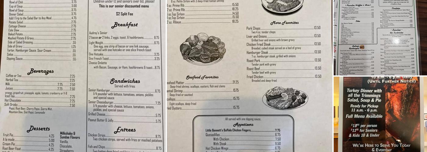 Audrey's Restaurant Menu