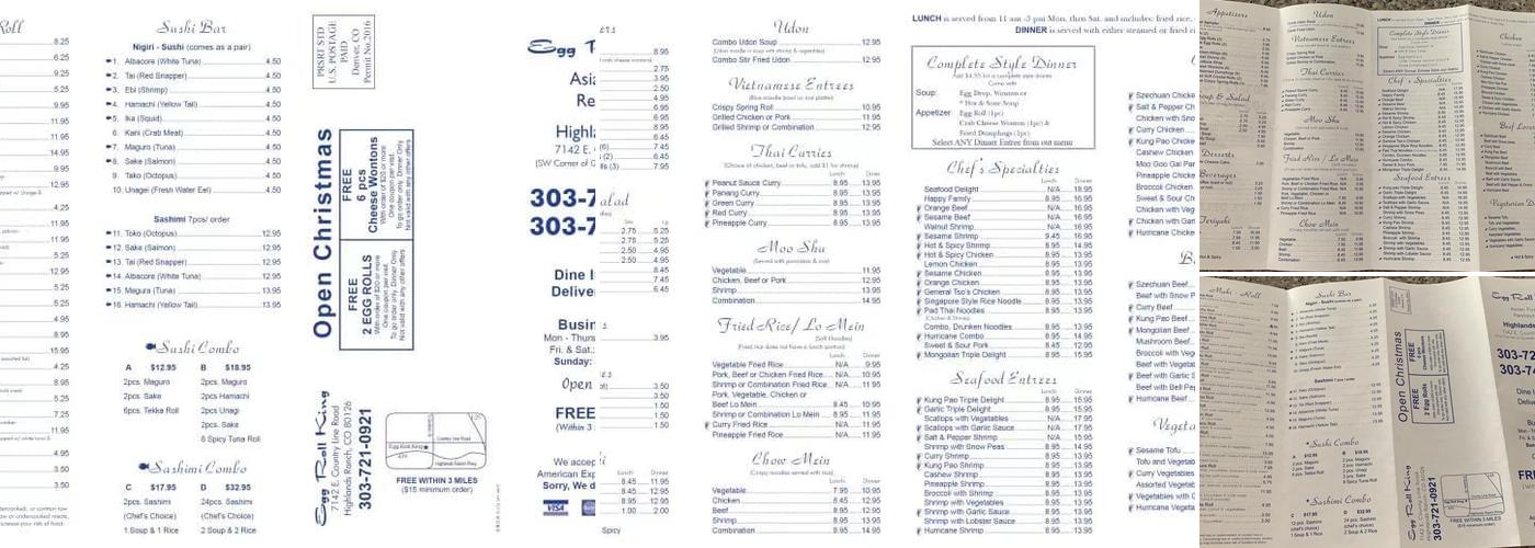 Egg Roll King Menu