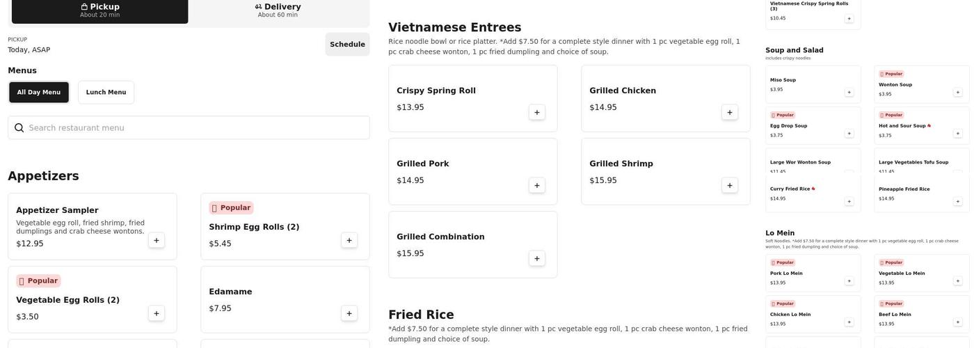 Egg Roll King Menu