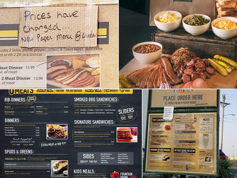 Billy Sims BBQ Menu