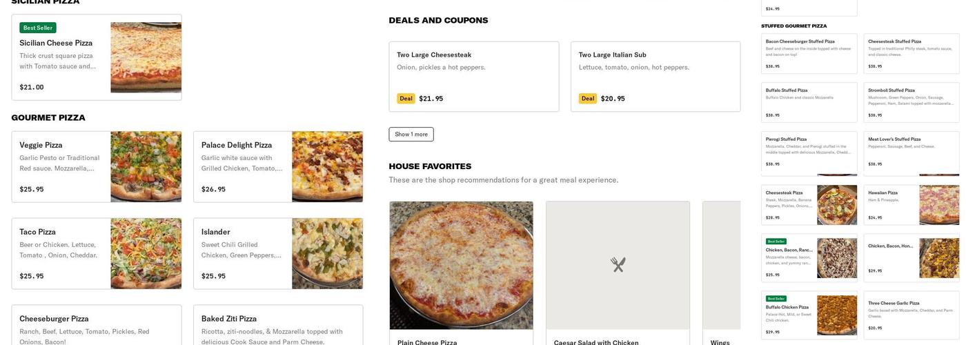 Palace Pizza Bar & Grill Menu
