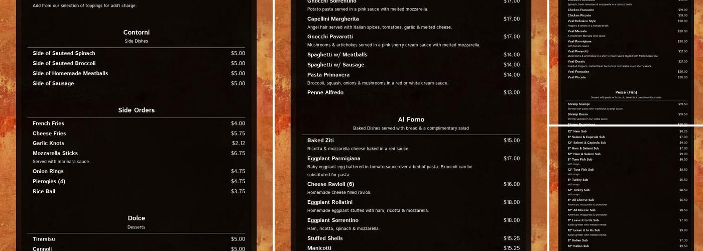 Dom's Westgate Pizza Menu