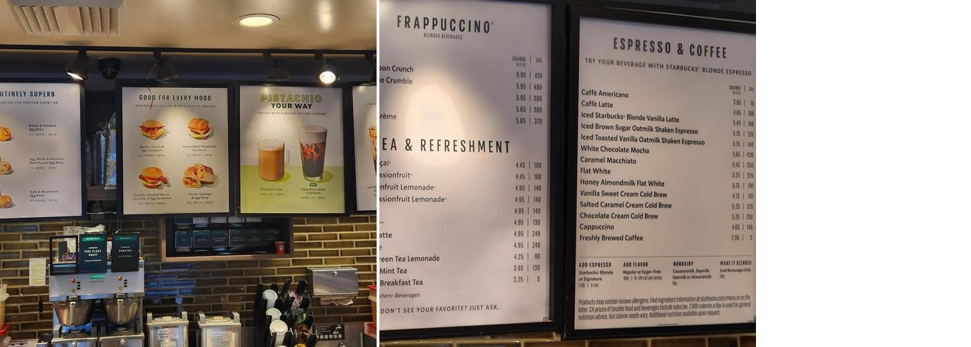Starbucks Coffee Company Menu