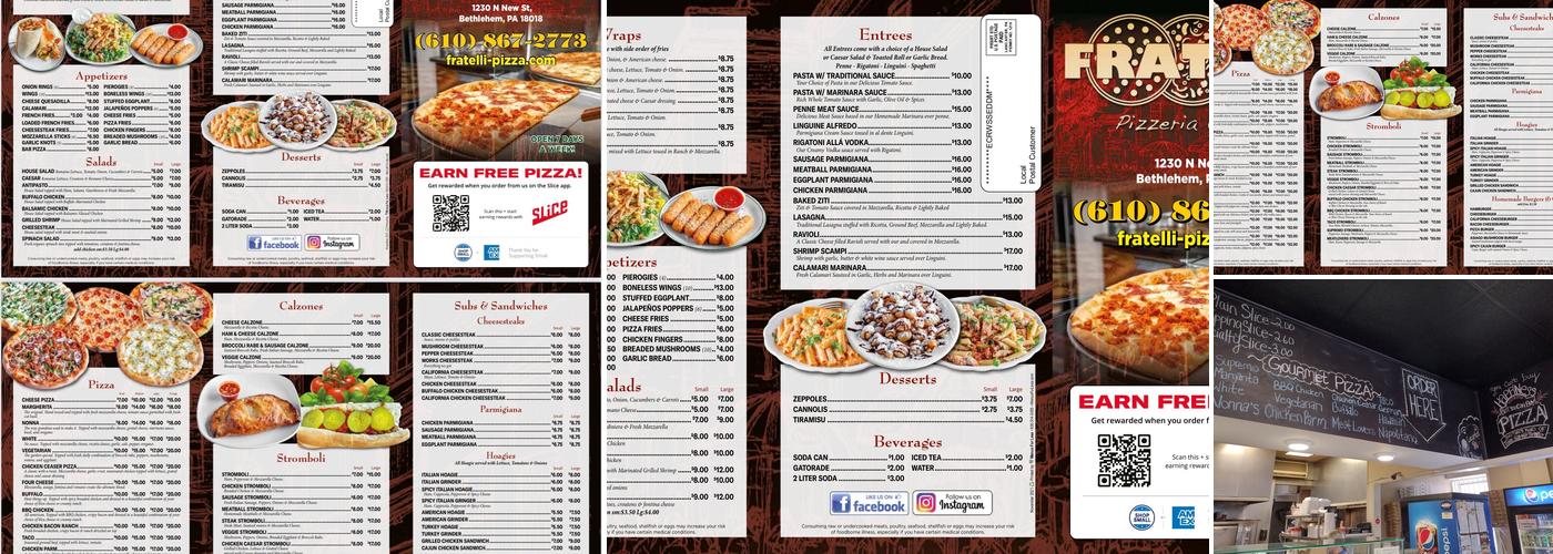 Fratelli Pizzeria Menu